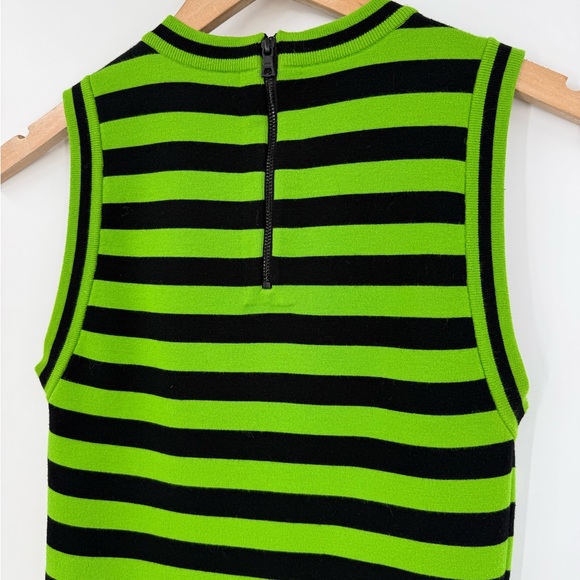 Alice + Olivia Landi Striped Wool Blend Mini Dress in Parrot / Black | Medium - Picture 7 of 10